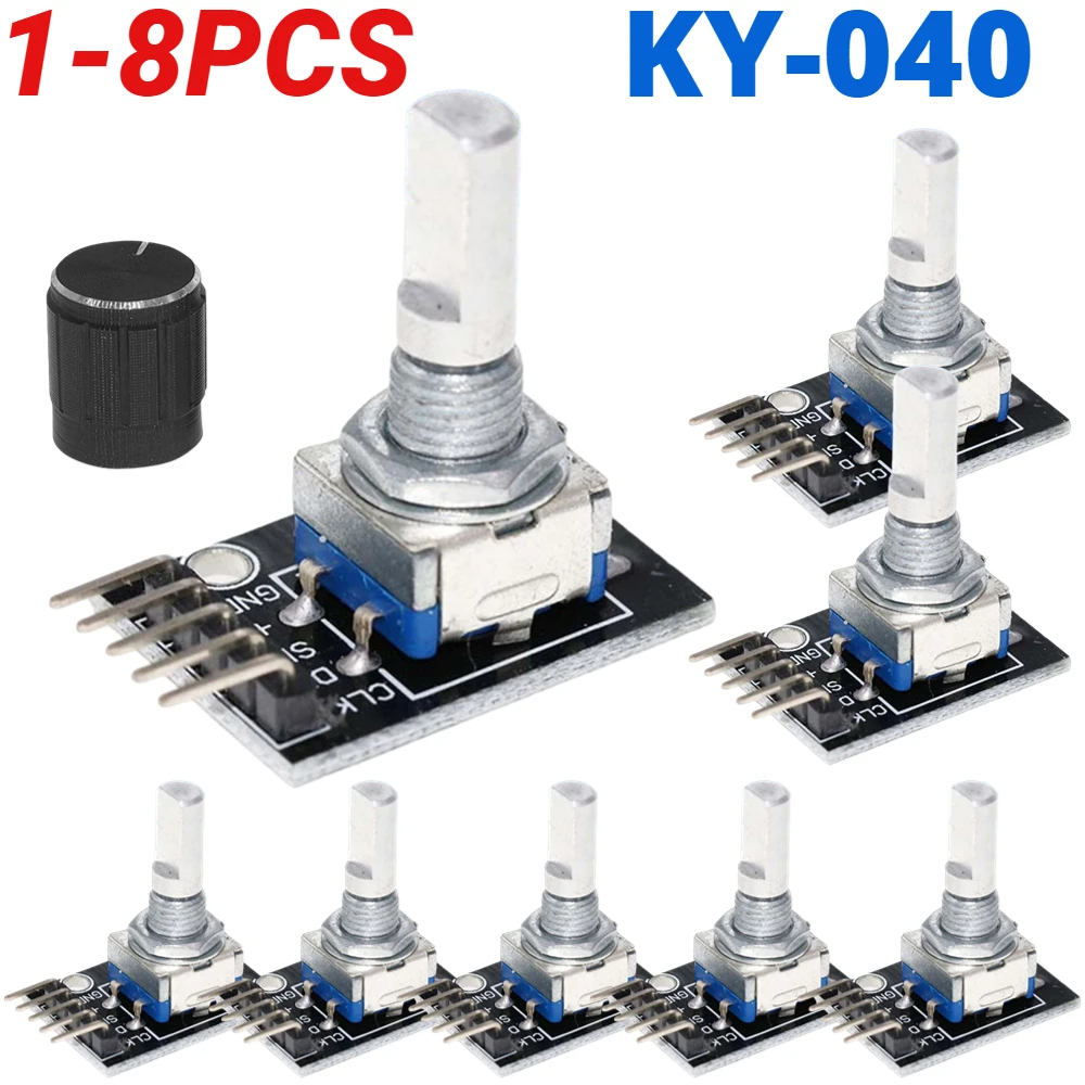 Sensor Kit Arduino - 1-8 Stück KY-040 360-Grad-Drehgebermodul mit Drehknopfkappe